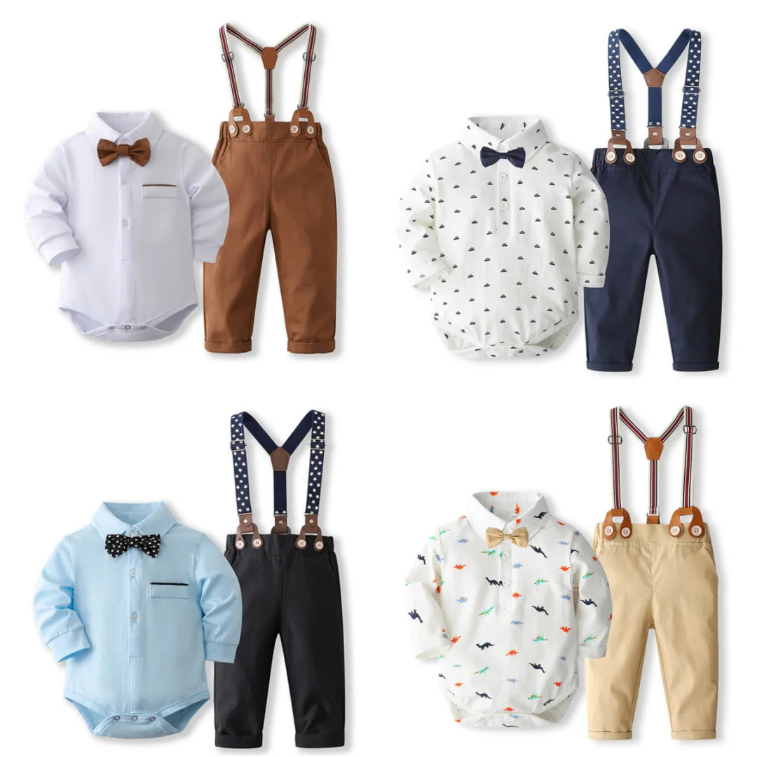 Adorable Baby Boy Formal Romper Set - Perfect for First Birthday Celebration, 0-24 Months