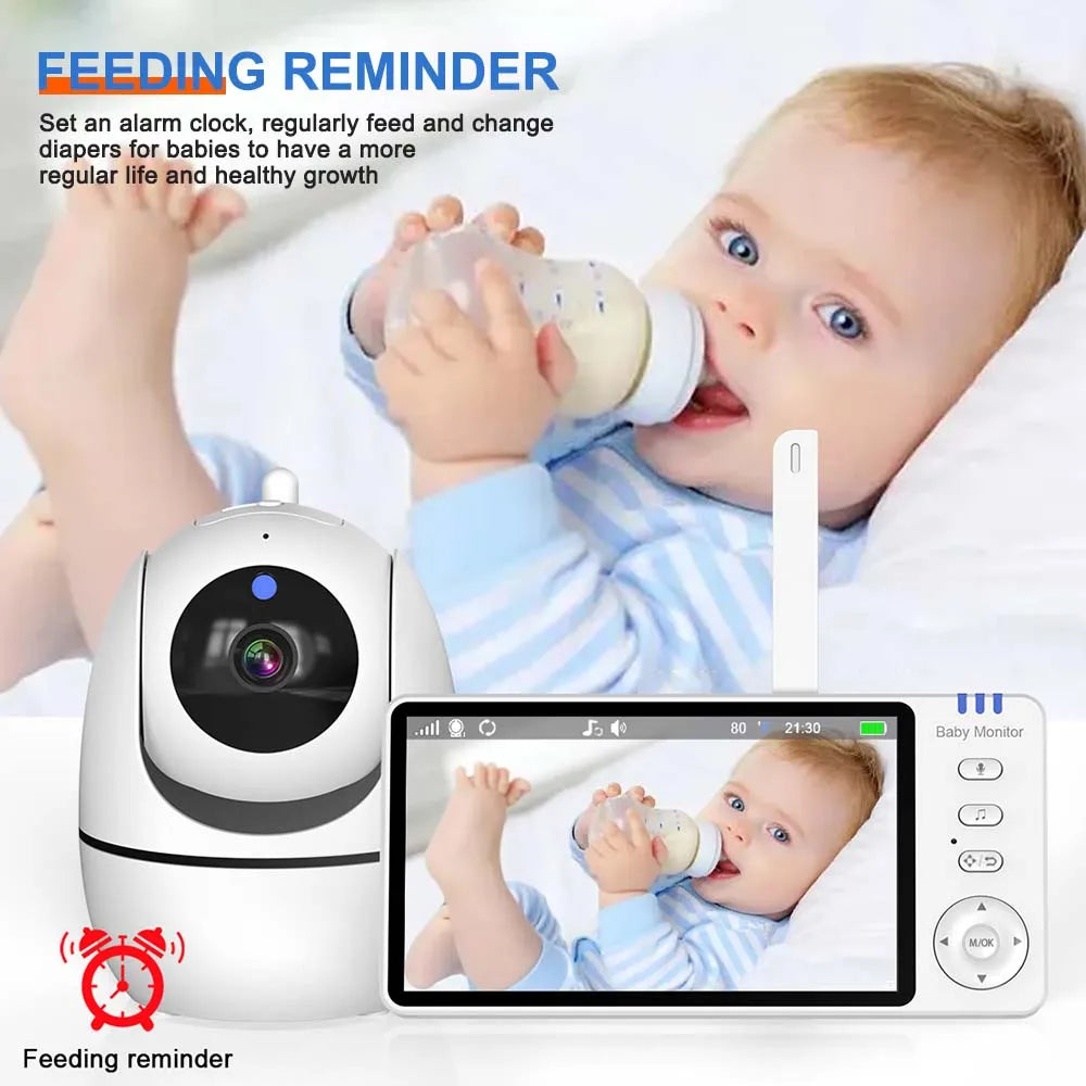5-Inch Pan-Tilt Video Baby Monitor with Temperature Display - 2.4G Home Security Camera for Kids and Parents