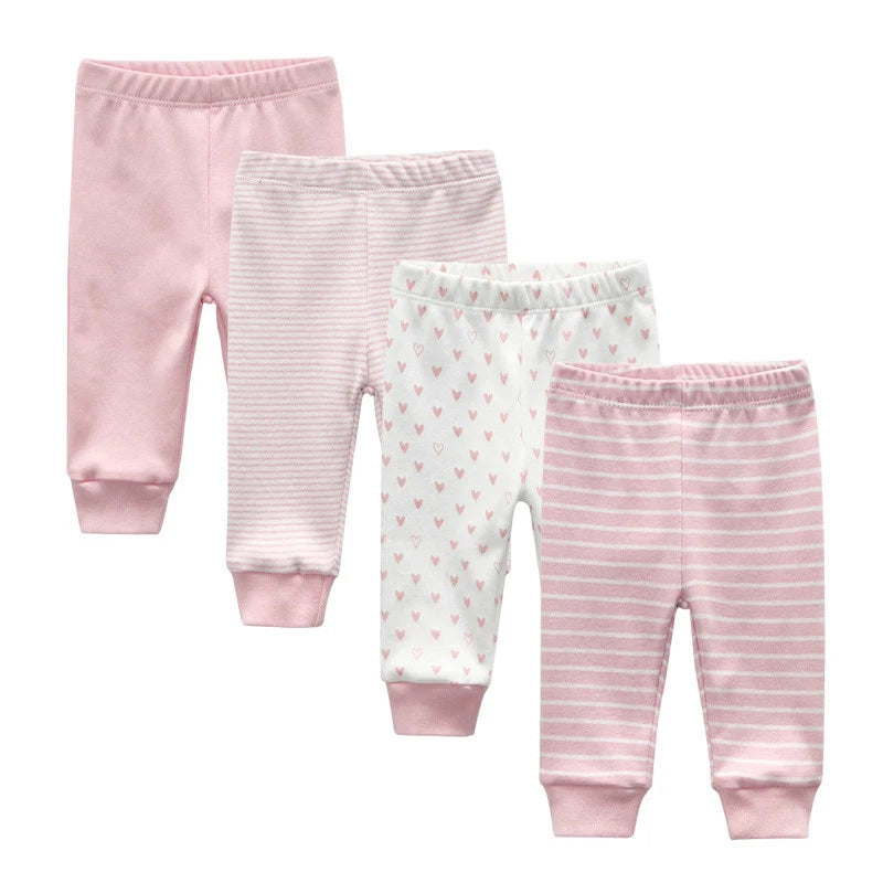 Charming 4/5 Piece Cotton Baby Pants Set - Perfect for Newborns This Autumn & Spring!