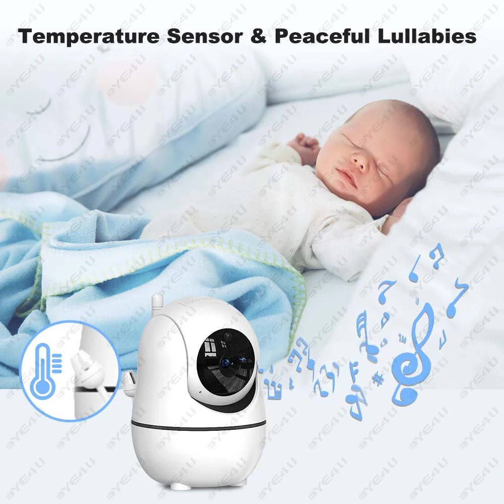 5-Inch Pan-Tilt Video Baby Monitor with Temperature Display - 2.4G Home Security Camera for Kids and Parents