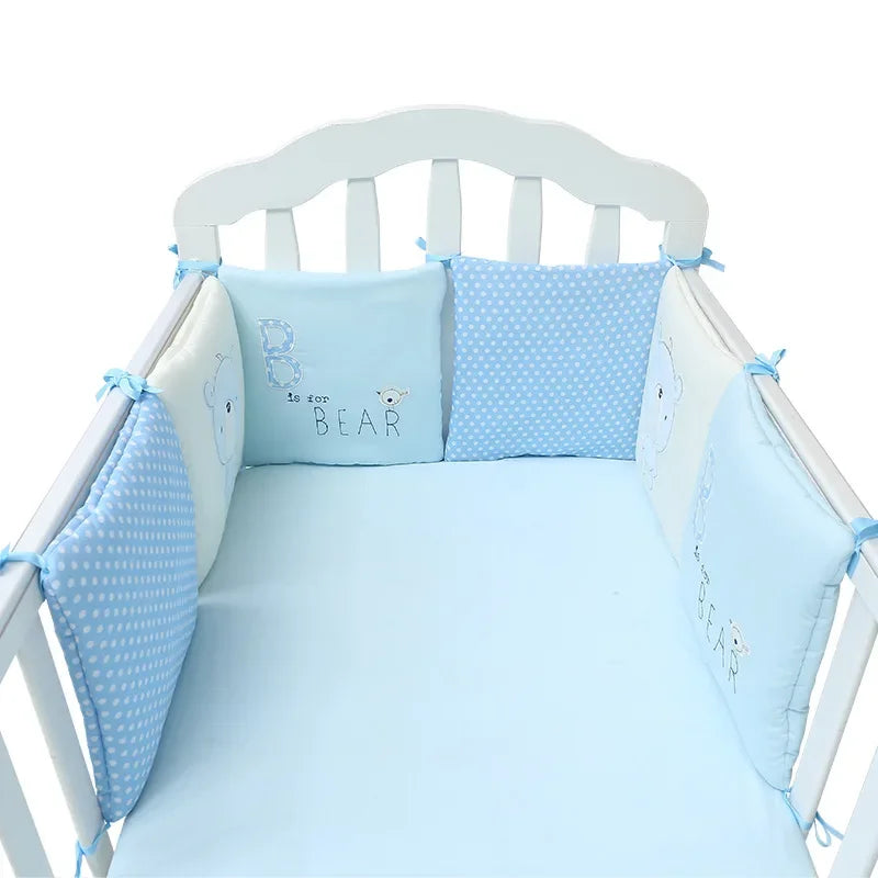 6-Piece Baby Bed Bumper Set - Soft Cotton Blend Crib Protector for Safety and Comfort