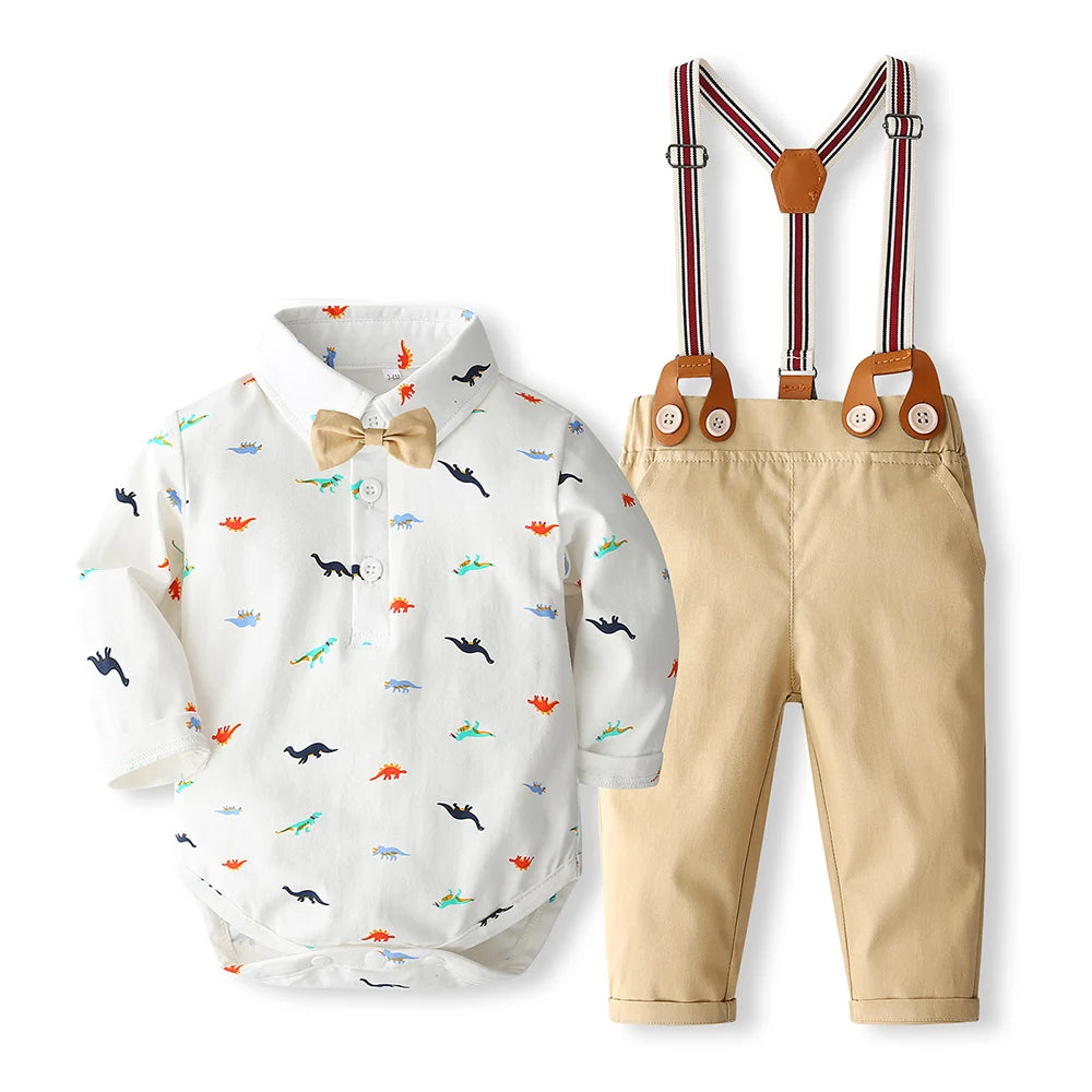 Adorable Baby Boy Formal Romper Set - Perfect for First Birthday Celebration, 0-24 Months