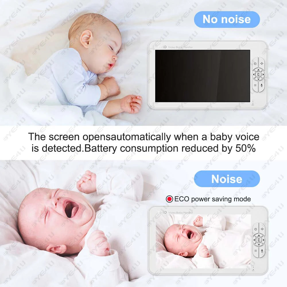5-Inch Pan-Tilt Video Baby Monitor with Temperature Display - 2.4G Home Security Camera for Kids and Parents