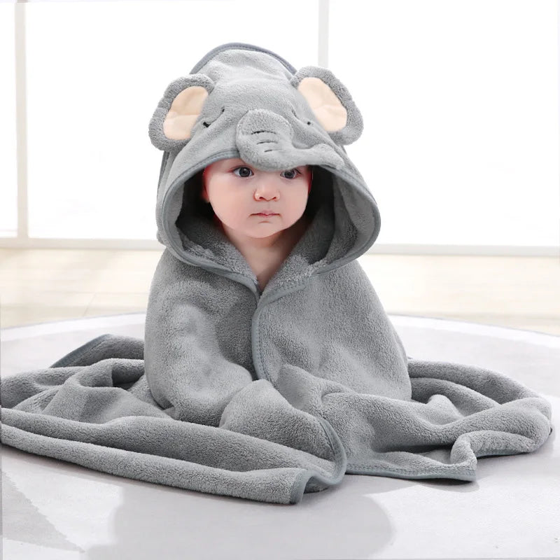 Snuggly Cartoon Animal Hooded Bath Towels for Babies - Soft and Warm Toddler Bathrobe & Swaddle Wrap for Boys and Girls