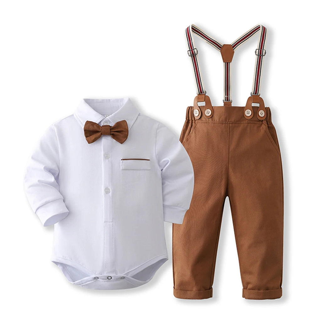 Adorable Baby Boy Formal Romper Set - Perfect for First Birthday Celebration, 0-24 Months