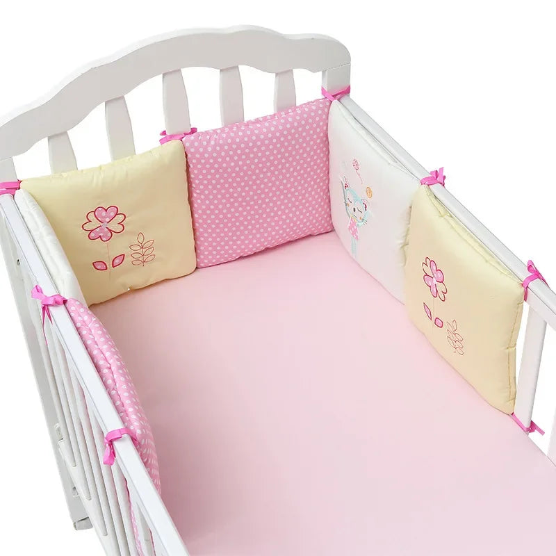 6-Piece Baby Bed Bumper Set - Soft Cotton Blend Crib Protector for Safety and Comfort