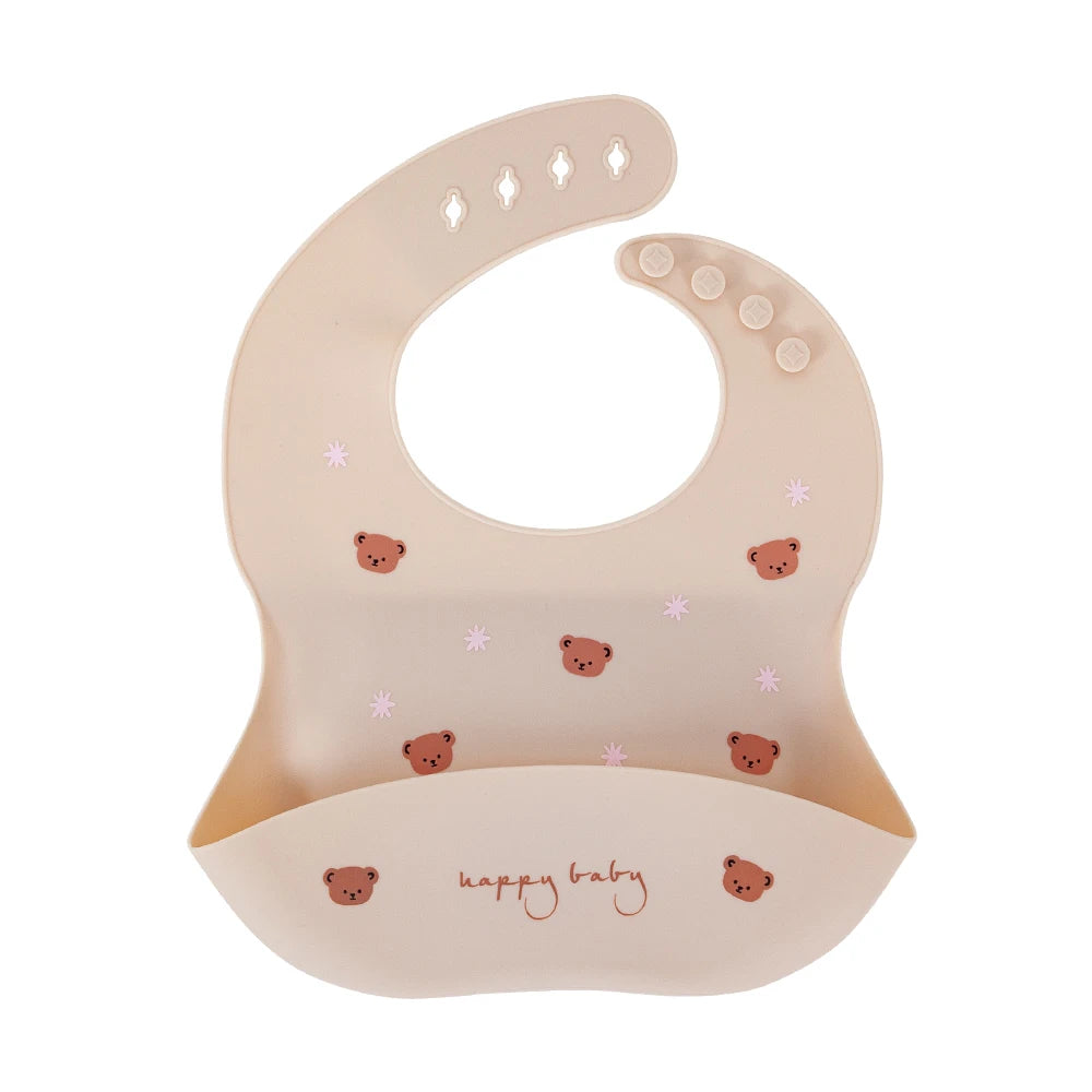 Mess-Free Mealtime Made Fun: Adjustable Soft Silicone Waterproof Bibs with Adorable Cartoon Prints for Kids
