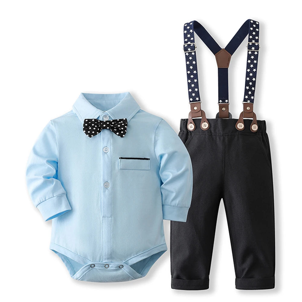 Adorable Baby Boy Formal Romper Set - Perfect for First Birthday Celebration, 0-24 Months