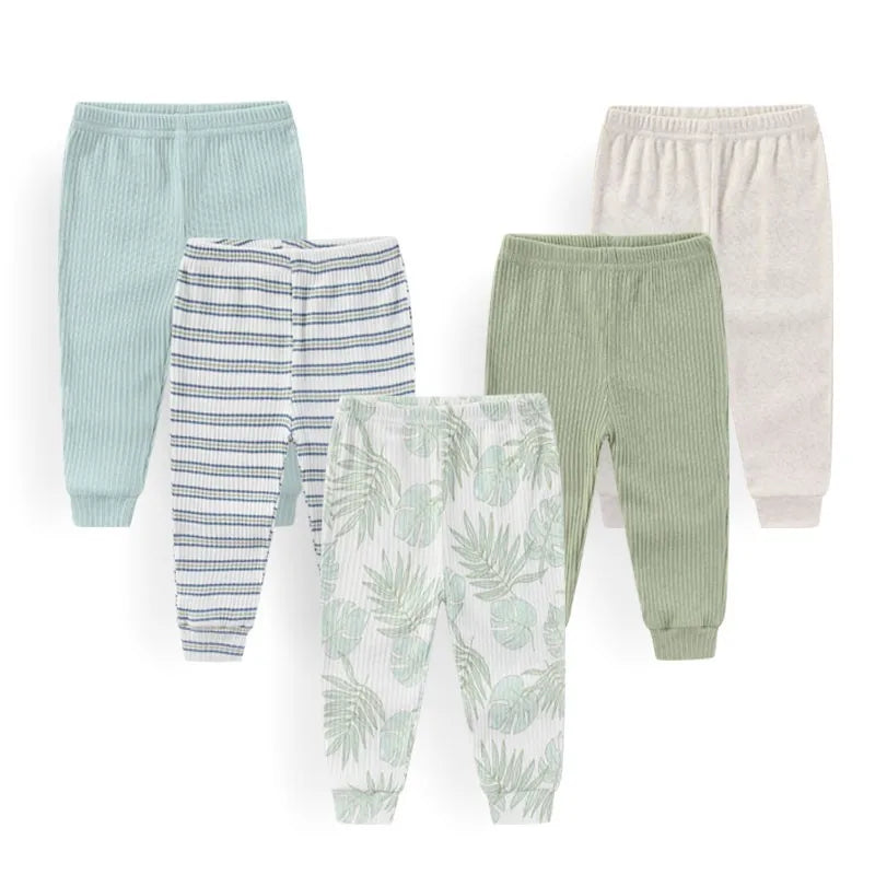 Charming 4/5 Piece Cotton Baby Pants Set - Perfect for Newborns This Autumn & Spring!