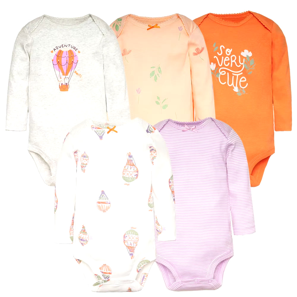 Ultimate 5-Pack Baby Bodysuits - Luxuriously Soft 100% Cotton Unisex Set for Your Newborn