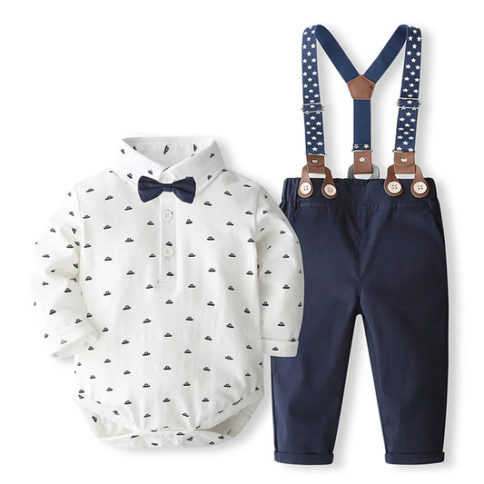 Adorable Baby Boy Formal Romper Set - Perfect for First Birthday Celebration, 0-24 Months