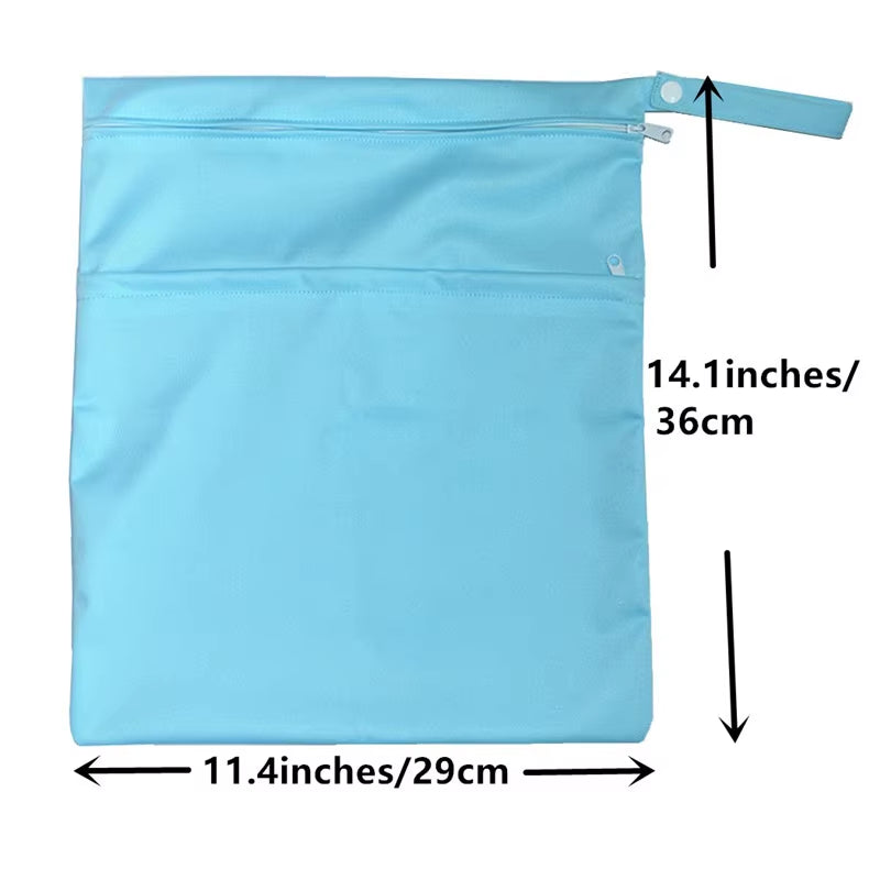  Waterproof Reusable Wet Dry Bag - Perfect for Baby Diapers & Travel Convenience with Dual Zippered Compartments!