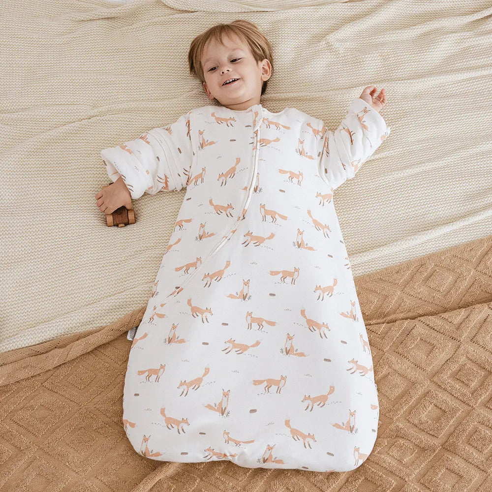 Cozy Winter Sleeping Bag for Babies 0-24 Months - Thicker Sleep Sack with Removable Sleeves, Anti-Kick Design, 3.5 Tog Warmth