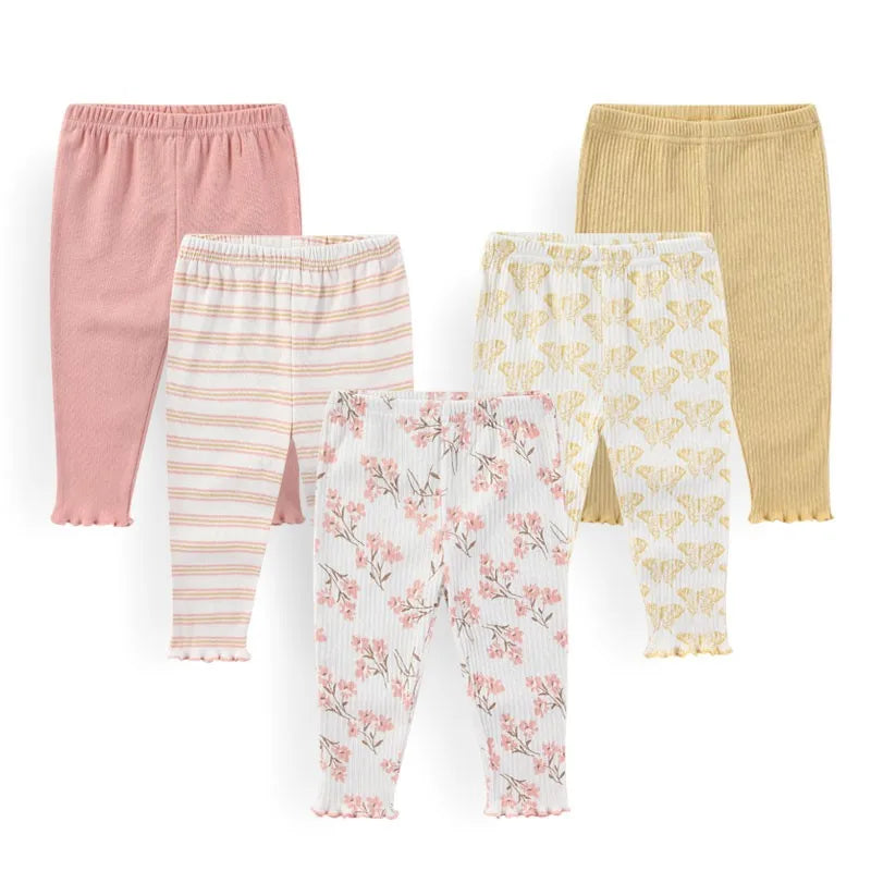 Charming 4/5 Piece Cotton Baby Pants Set - Perfect for Newborns This Autumn & Spring!
