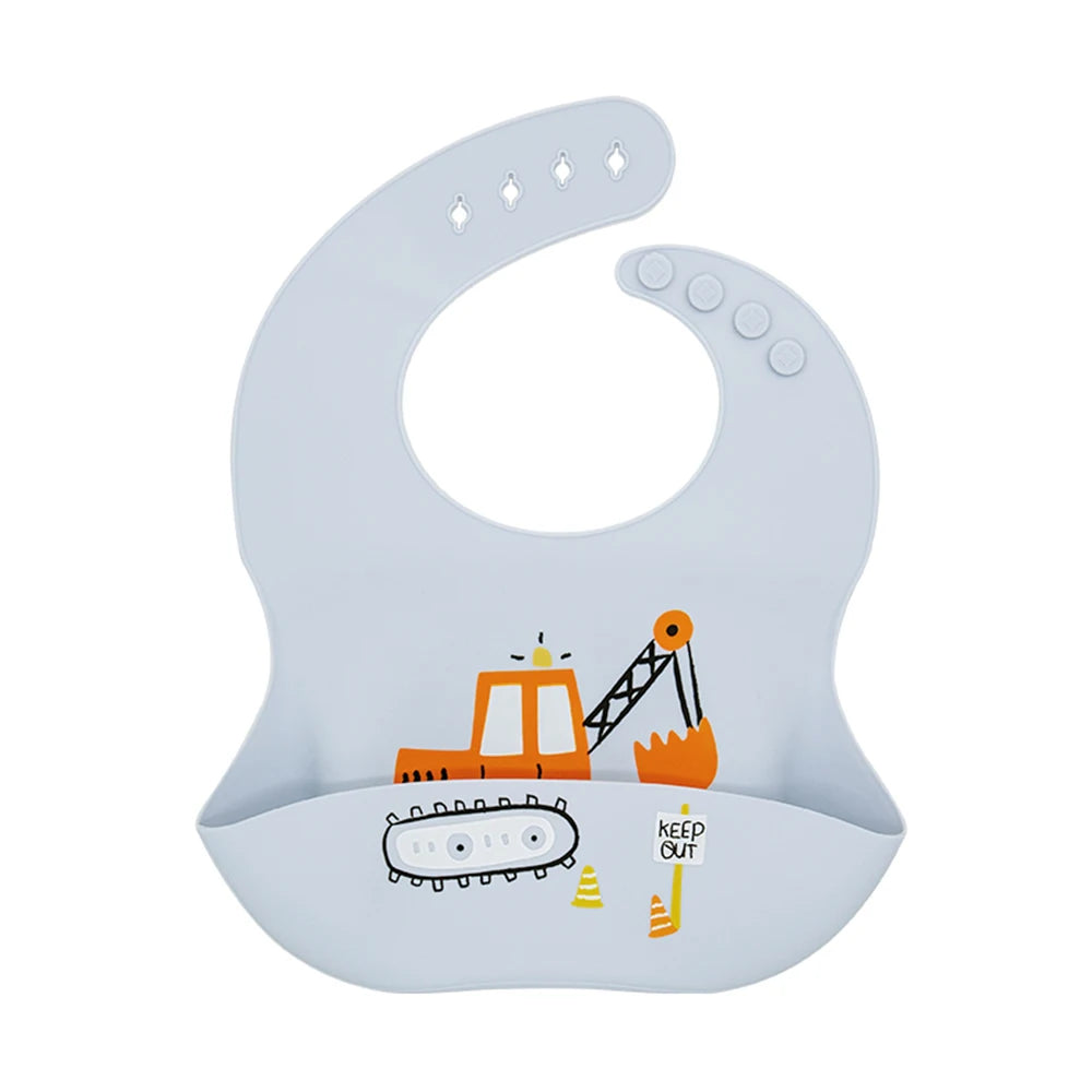 Mess-Free Mealtime Made Fun: Adjustable Soft Silicone Waterproof Bibs with Adorable Cartoon Prints for Kids