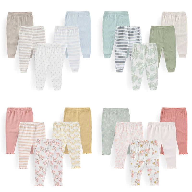 Charming 4/5 Piece Cotton Baby Pants Set - Perfect for Newborns This Autumn & Spring!