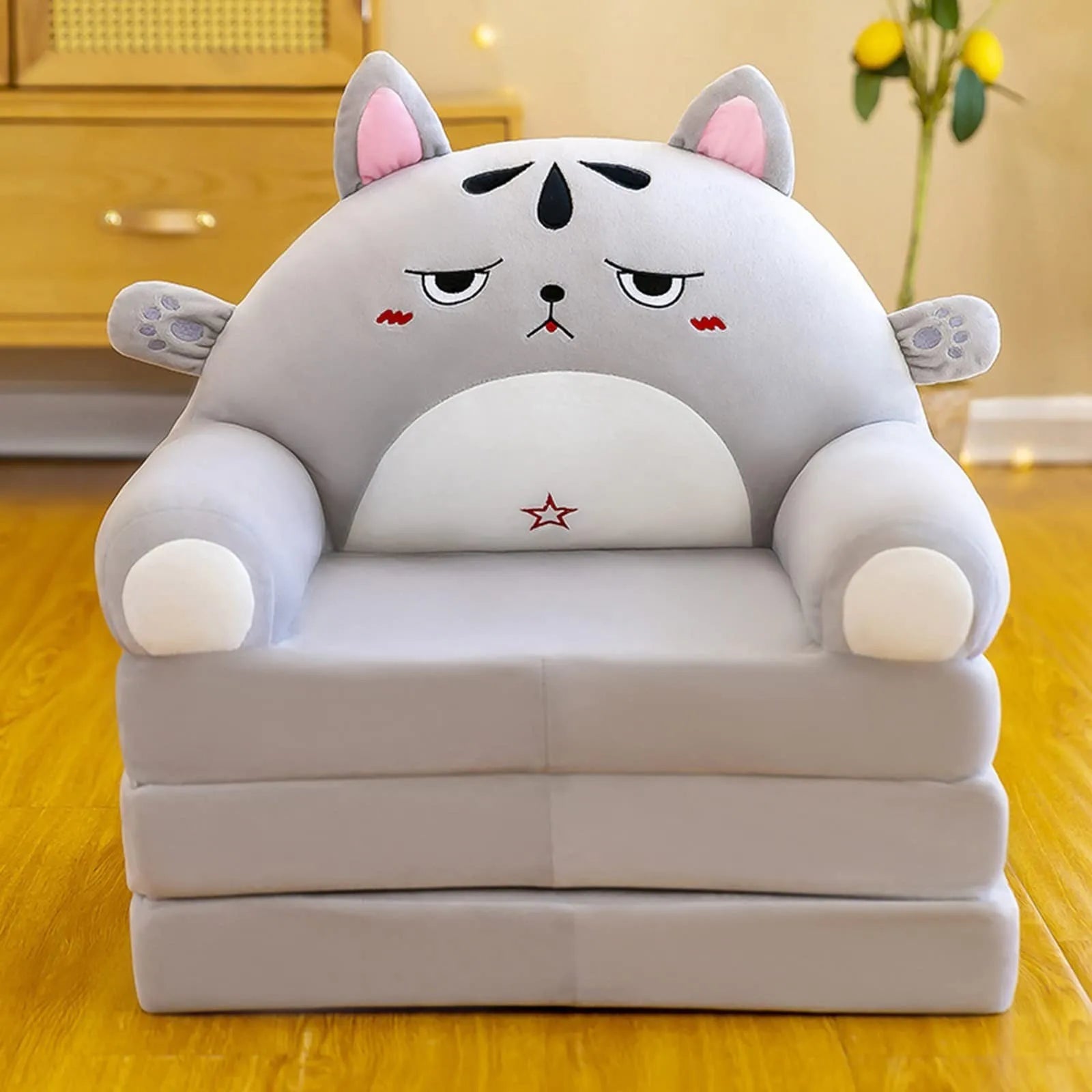 Cozy Cartoon 2-in-1 Plush Kids Sofa Bed - Ideal for Fun and Relaxation!