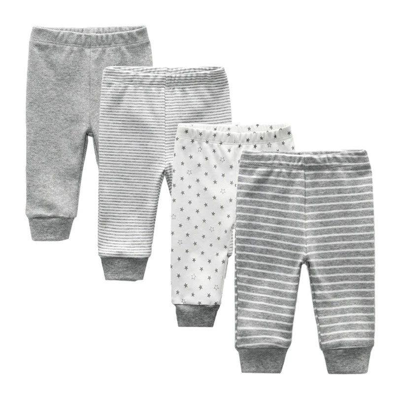 Charming 4/5 Piece Cotton Baby Pants Set - Perfect for Newborns This Autumn & Spring!