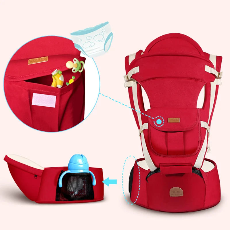 Ergonomic 3-in-1 Non-Slip Baby Carrier - Front Facing Hipseat & Wrap Sling for Infants 0-48 Months