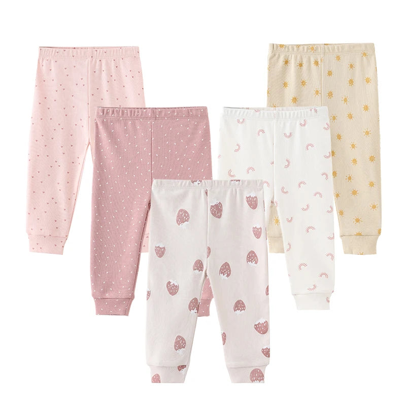 Charming 4/5 Piece Cotton Baby Pants Set - Perfect for Newborns This Autumn & Spring!