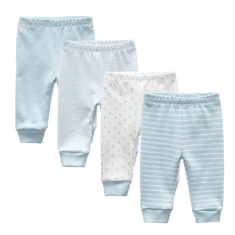 Charming 4/5 Piece Cotton Baby Pants Set - Perfect for Newborns This Autumn & Spring!