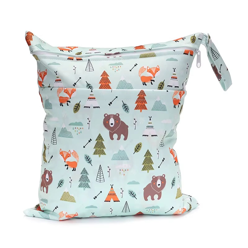  Waterproof Reusable Wet Dry Bag - Perfect for Baby Diapers & Travel Convenience with Dual Zippered Compartments!