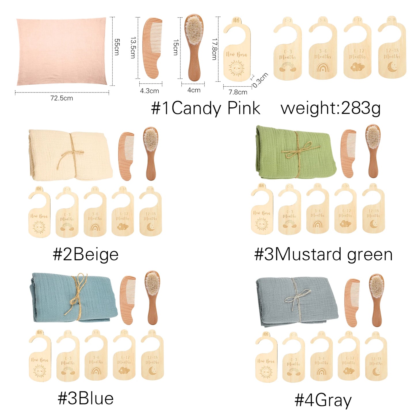 Essential Newborn Bath Toy Set - Double-Sided Cotton Towel, Wardrobe Dividers, Brush & Photography Props - Perfect Bath Gift!