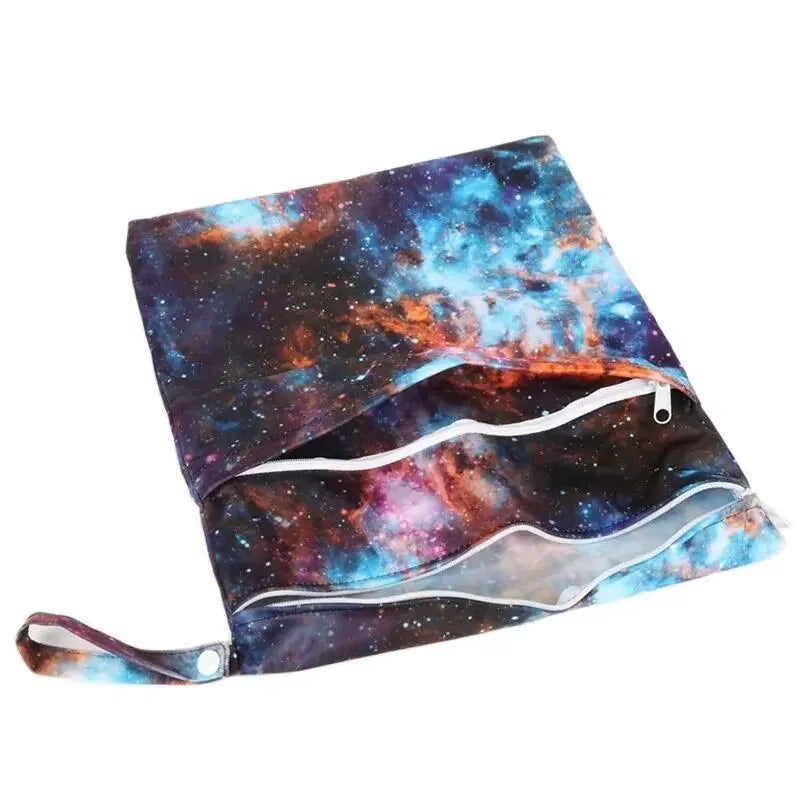  Waterproof Reusable Wet Dry Bag - Perfect for Baby Diapers & Travel Convenience with Dual Zippered Compartments!
