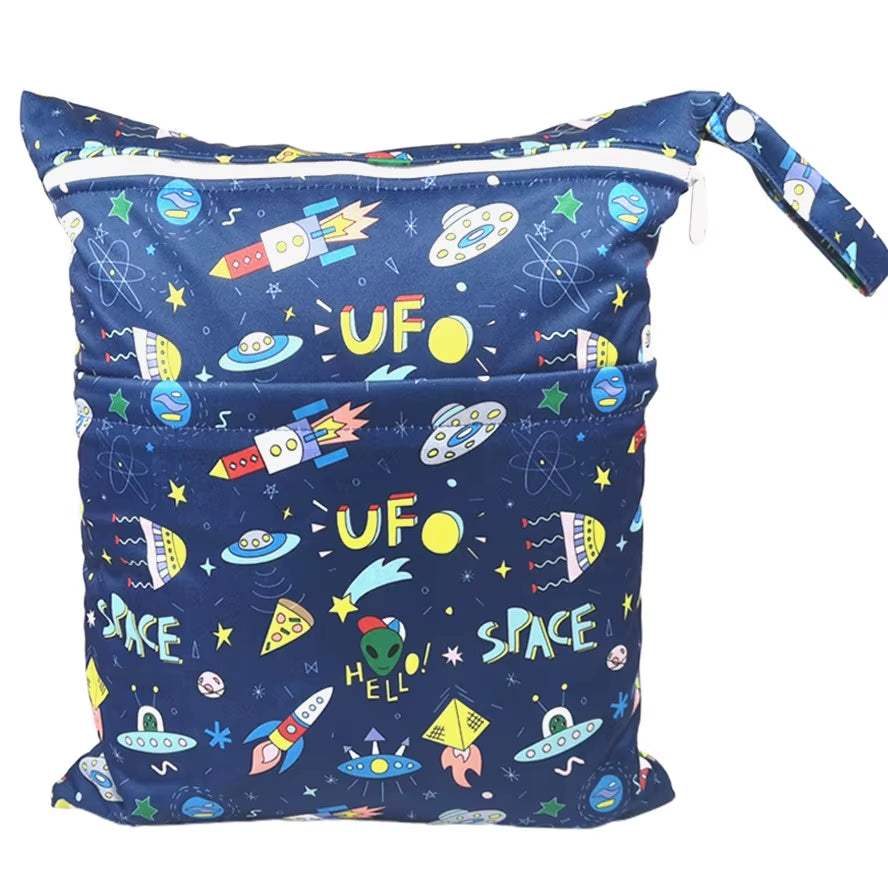  Waterproof Reusable Wet Dry Bag - Perfect for Baby Diapers & Travel Convenience with Dual Zippered Compartments!