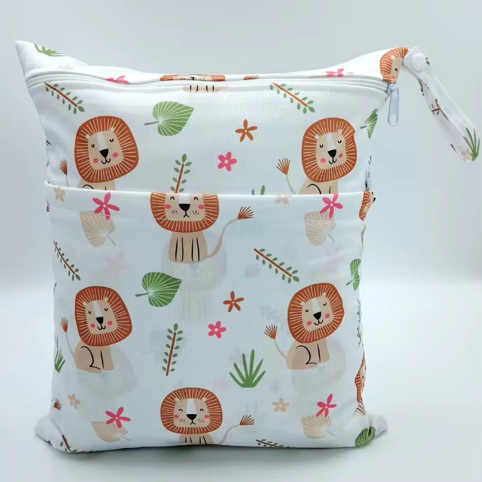  Waterproof Reusable Wet Dry Bag - Perfect for Baby Diapers & Travel Convenience with Dual Zippered Compartments!