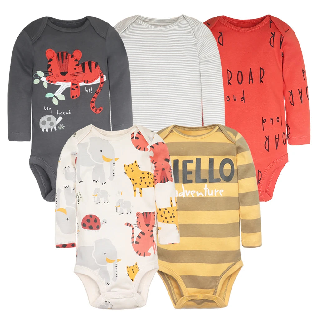 Ultimate 5-Pack Baby Bodysuits - Luxuriously Soft 100% Cotton Unisex Set for Your Newborn