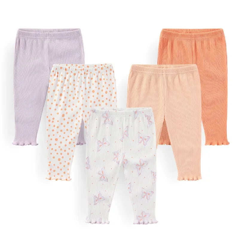 Charming 4/5 Piece Cotton Baby Pants Set - Perfect for Newborns This Autumn & Spring!