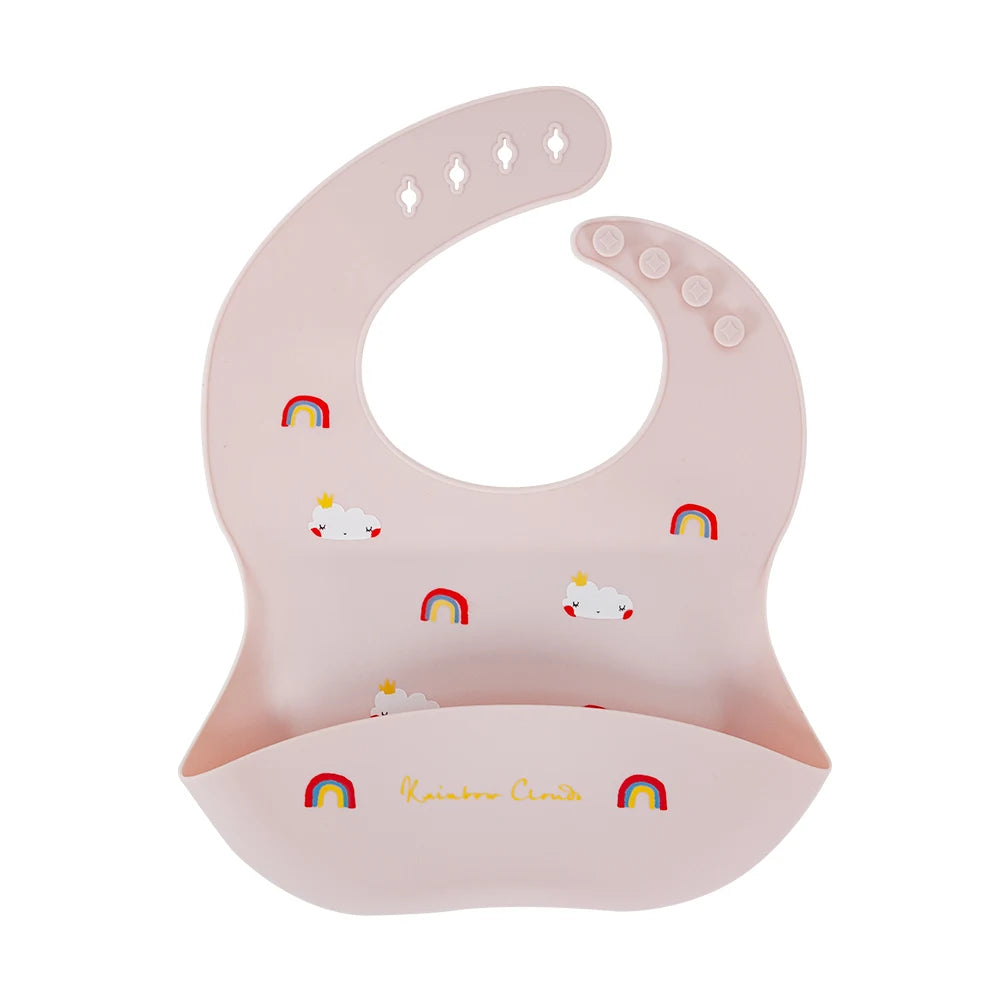 Mess-Free Mealtime Made Fun: Adjustable Soft Silicone Waterproof Bibs with Adorable Cartoon Prints for Kids