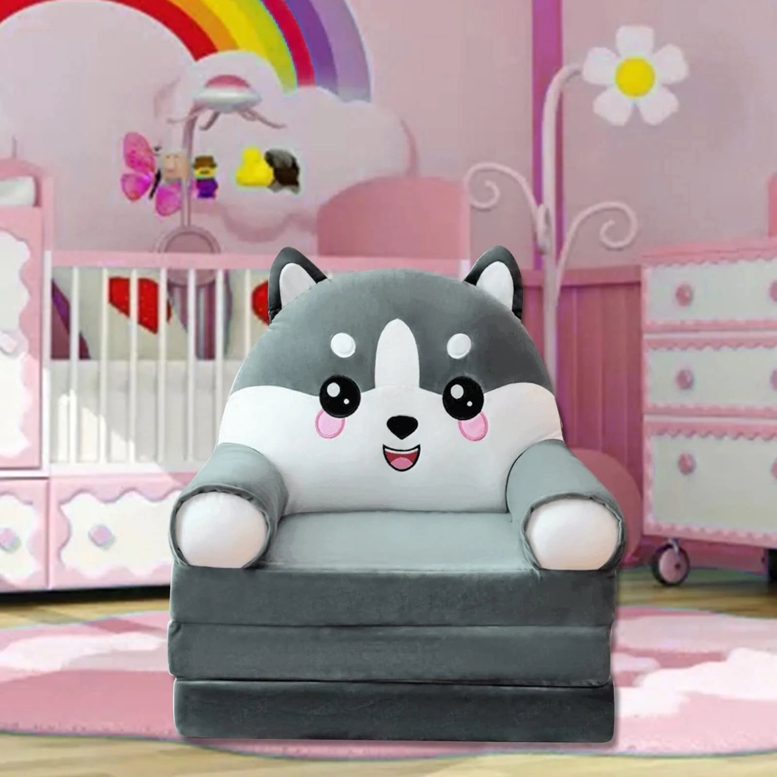 Cozy Cartoon 2-in-1 Plush Kids Sofa Bed - Ideal for Fun and Relaxation!