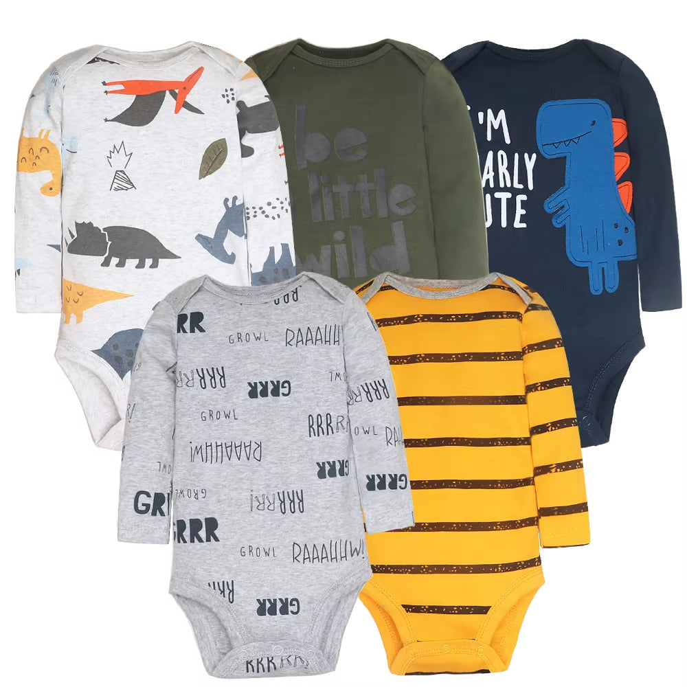 Ultimate 5-Pack Baby Bodysuits - Luxuriously Soft 100% Cotton Unisex Set for Your Newborn