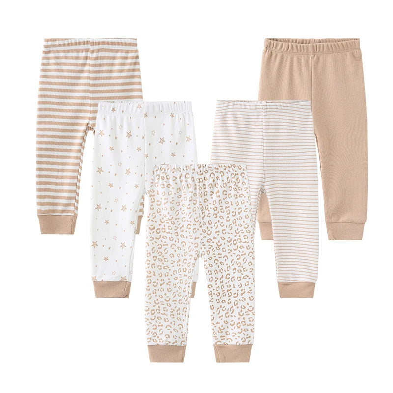 Charming 4/5 Piece Cotton Baby Pants Set - Perfect for Newborns This Autumn & Spring!