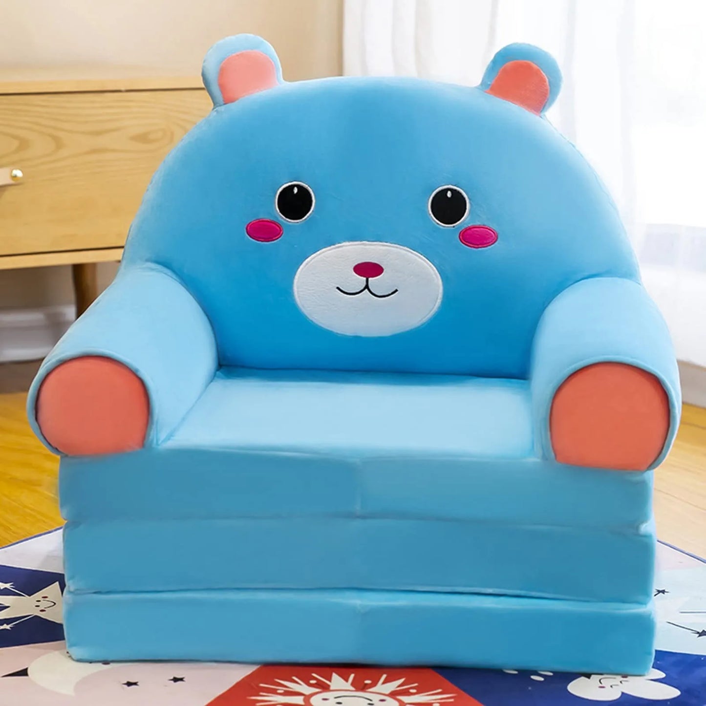 Cozy Cartoon 2-in-1 Plush Kids Sofa Bed - Ideal for Fun and Relaxation!