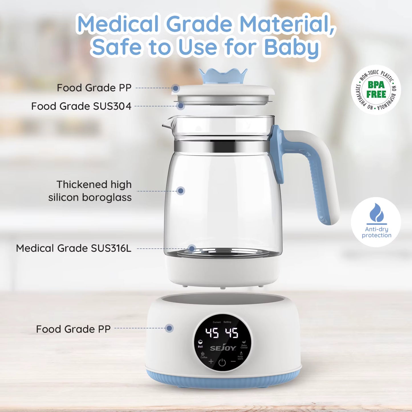 Smart Baby Formula Kettle - 220V/110V Automatic Milk Warmer & Thermostatic Regulator for Effortless Feeding