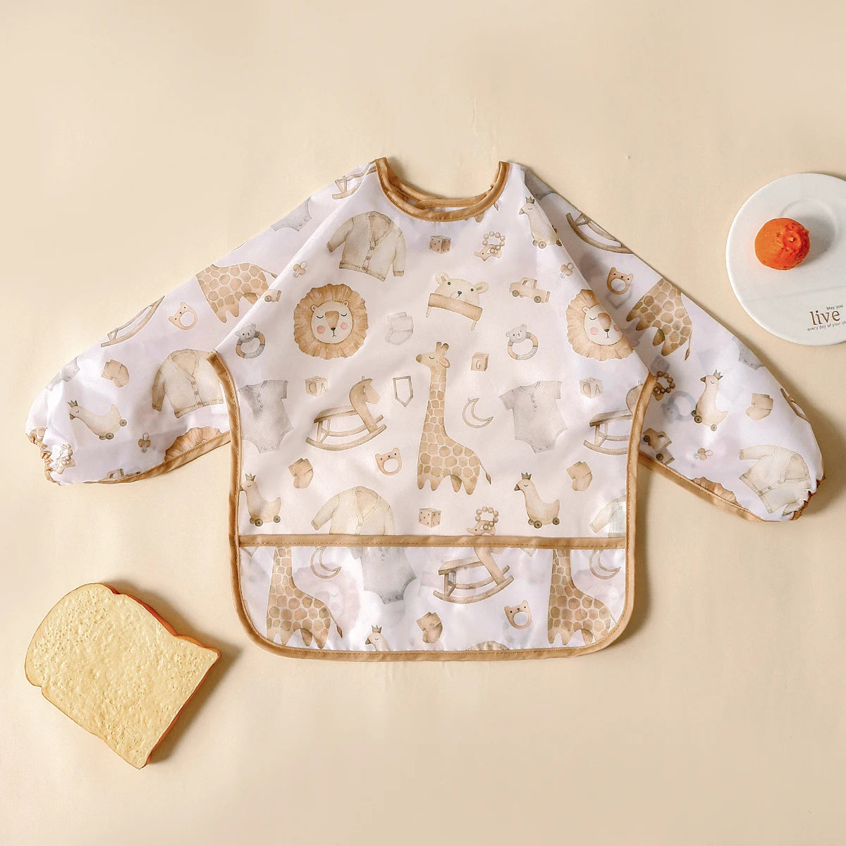 Kangobaby Stylish Long Sleeve Waterproof Feeding Bib - Perfect for Mess-Free Mealtime!