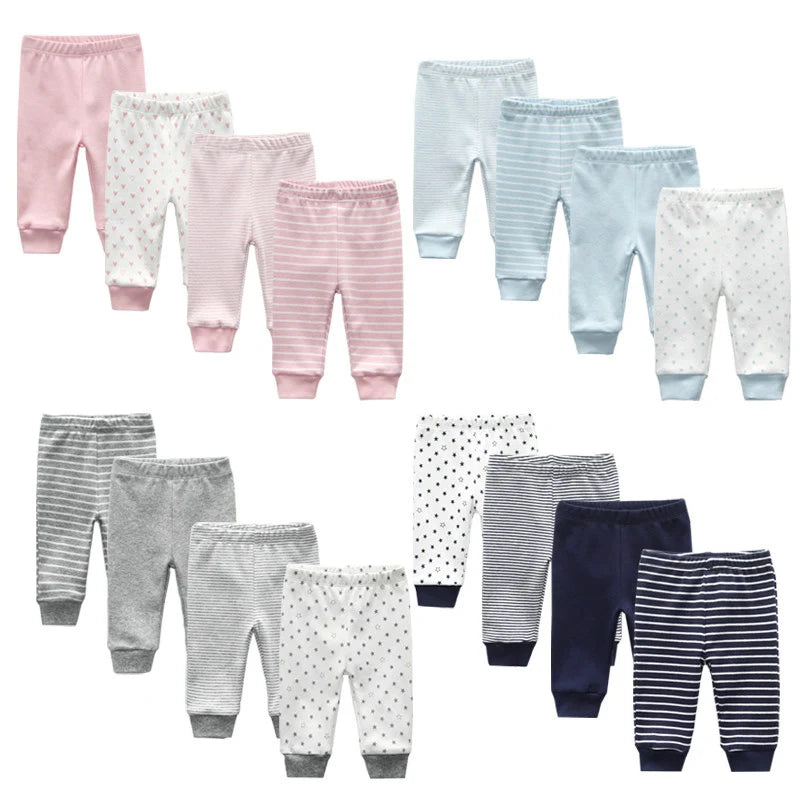 Charming 4/5 Piece Cotton Baby Pants Set - Perfect for Newborns This Autumn & Spring!