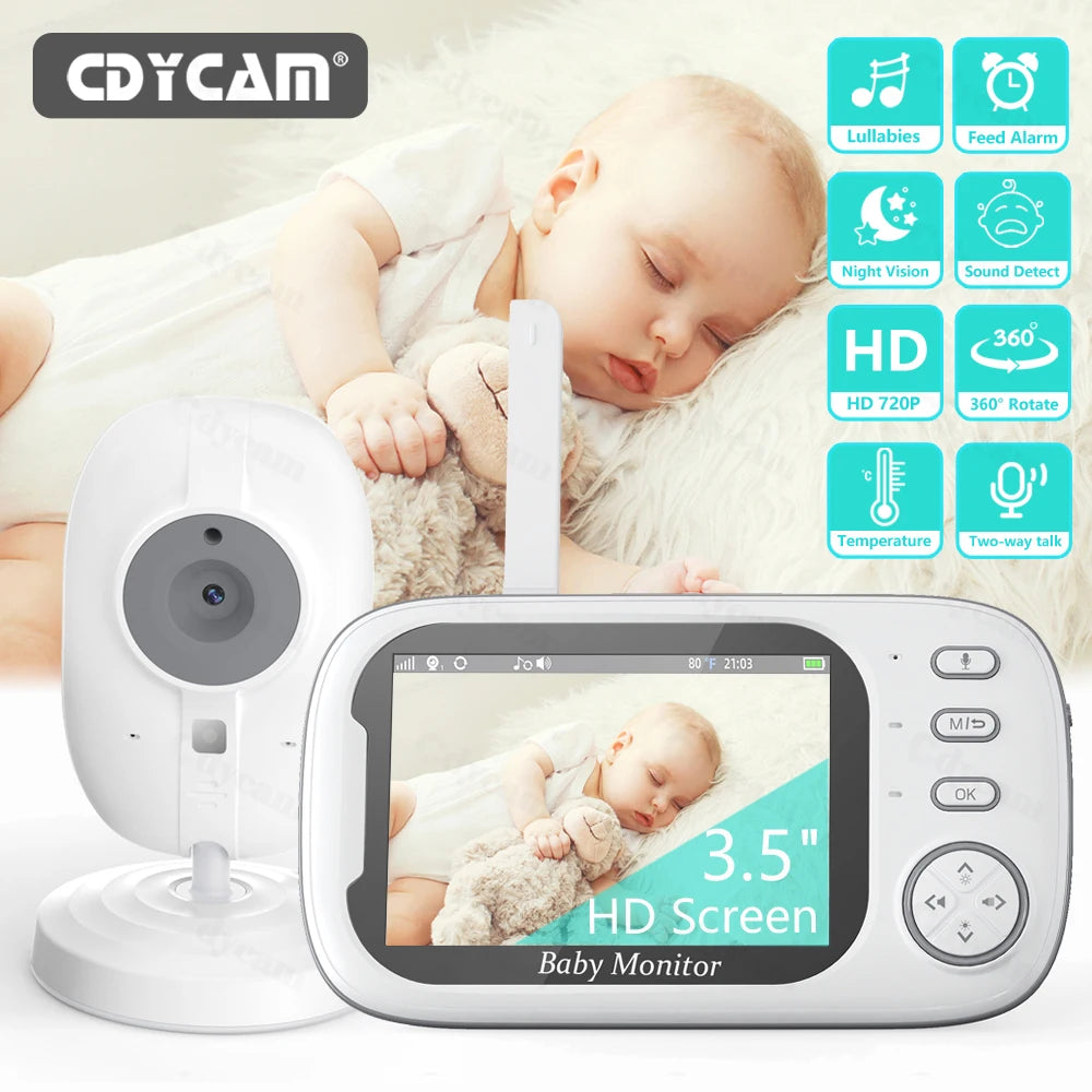 Cdycam 3.5" Wireless Video Baby Monitor with Night Vision, Temperature Alerts & 2-Way Audio - Ultimate Baby Nanny Security Camera