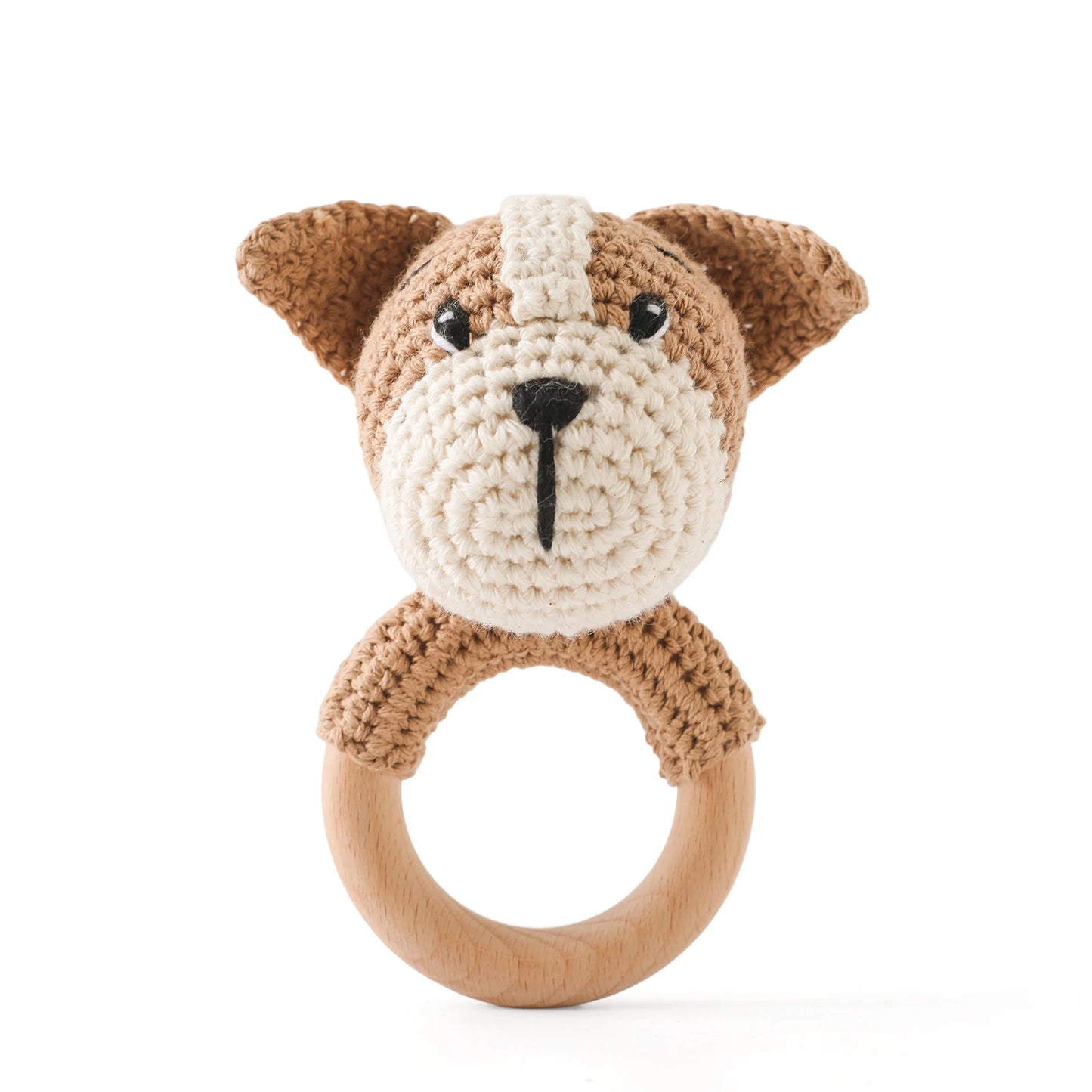 Adorable BPA-Free Wooden Crochet Animal Rattle Teether - Perfect Newborn Gift!