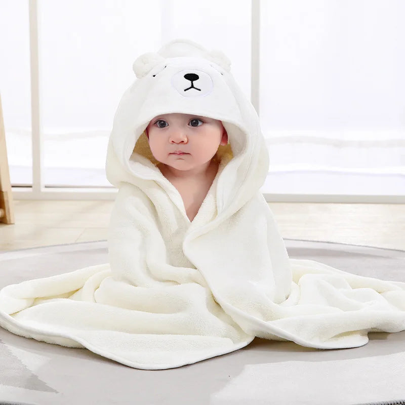 Snuggly Cartoon Animal Hooded Bath Towels for Babies - Soft and Warm Toddler Bathrobe & Swaddle Wrap for Boys and Girls