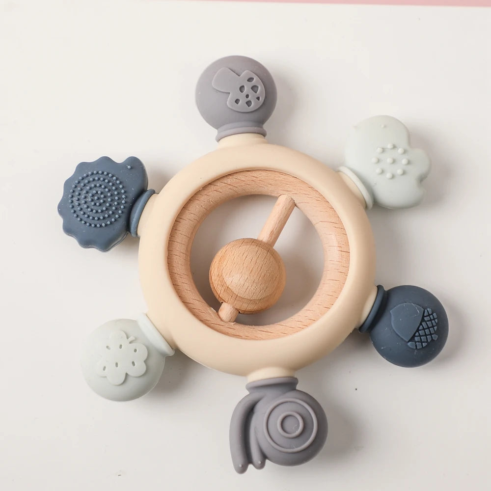 Adorable BPA-Free Wooden Crochet Animal Rattle Teether - Perfect Newborn Gift!