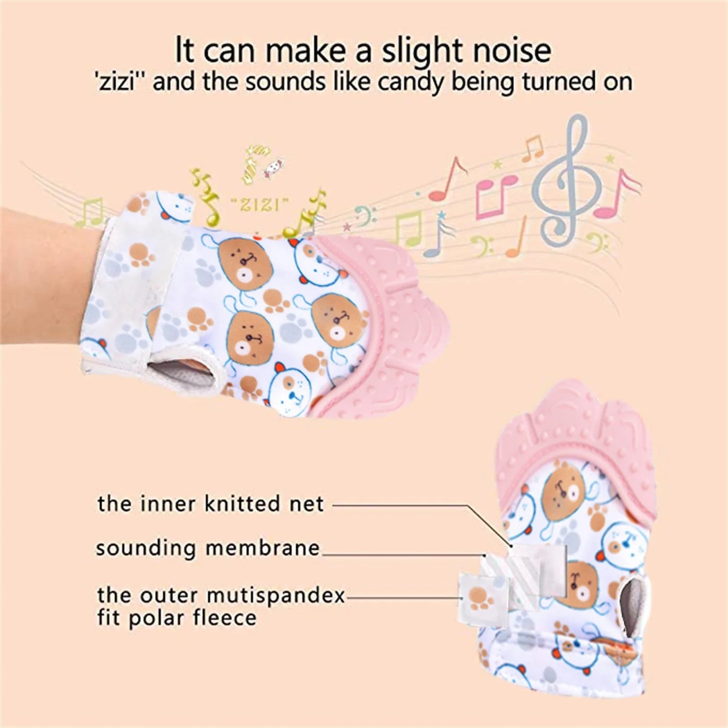 Cute Cartoon Baby Teether Gloves - Safe Chewing Toy for Infants and Toddlers