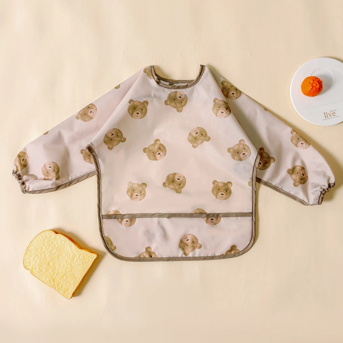 Kangobaby Stylish Long Sleeve Waterproof Feeding Bib - Perfect for Mess-Free Mealtime!
