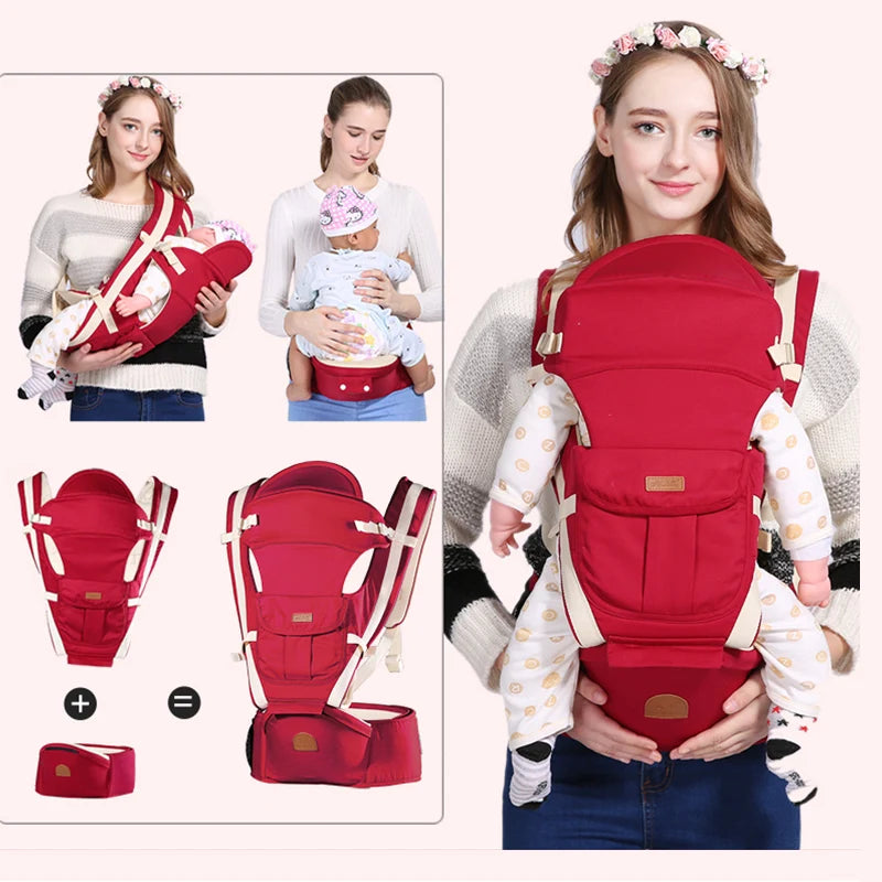 Ergonomic 3-in-1 Non-Slip Baby Carrier - Front Facing Hipseat & Wrap Sling for Infants 0-48 Months