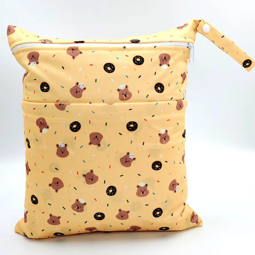  Waterproof Reusable Wet Dry Bag - Perfect for Baby Diapers & Travel Convenience with Dual Zippered Compartments!