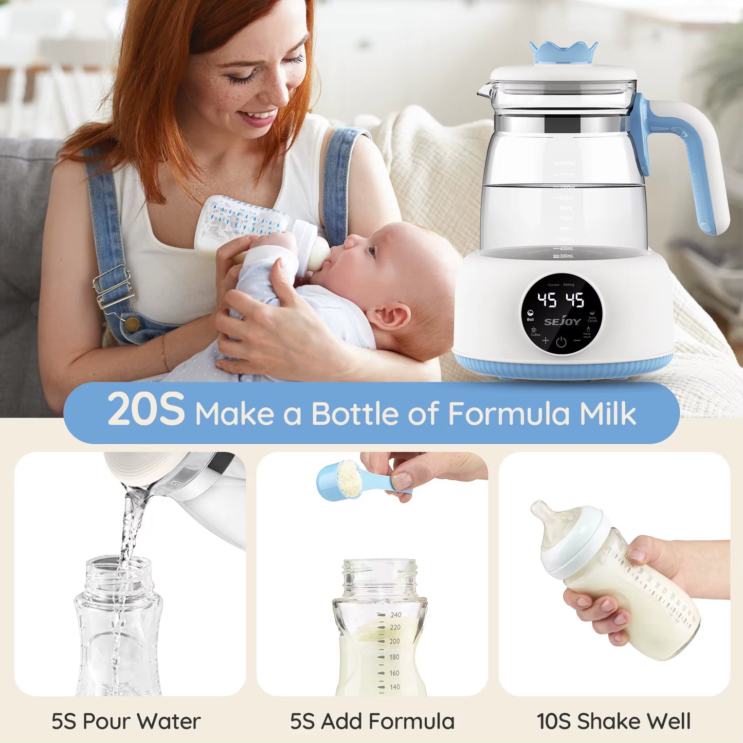 Smart Baby Formula Kettle - 220V/110V Automatic Milk Warmer & Thermostatic Regulator for Effortless Feeding