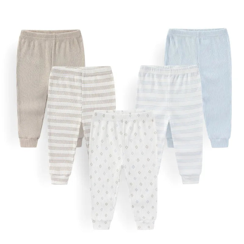 Charming 4/5 Piece Cotton Baby Pants Set - Perfect for Newborns This Autumn & Spring!